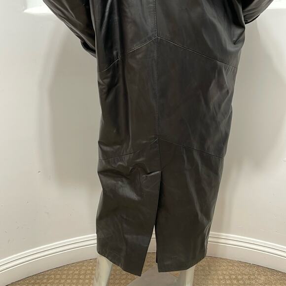 Laurence Roy Mid Length Vintage 80’s Leather Coat Black Size S/P - Picture 8 of 15